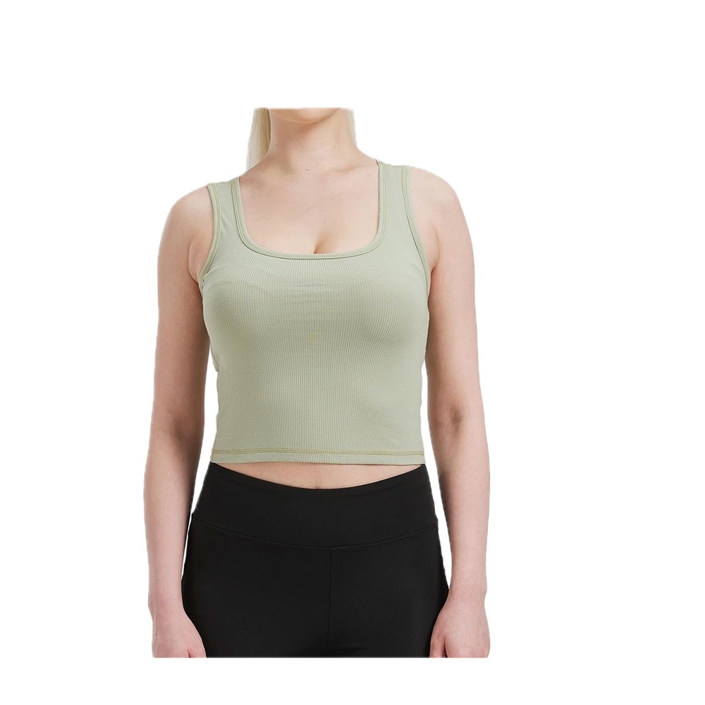 Women's M Bamboo Viscose Cotton Ribbed Tank Top Soft Fitted Scoop Neck Sleeveles